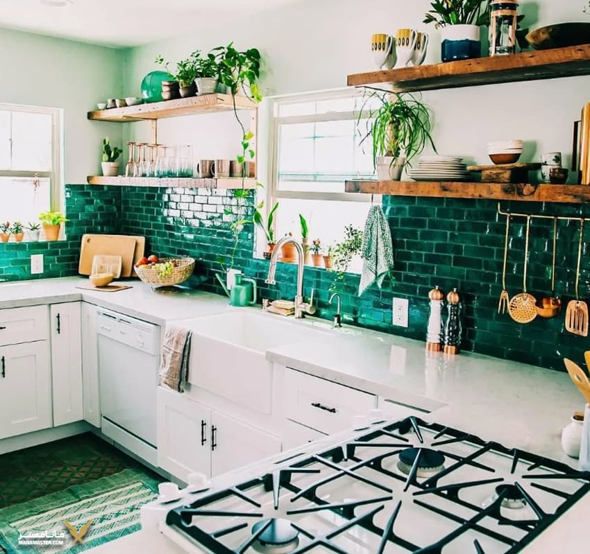 تنسيق لون بلاط الحوائط والأرضيات في المطبخ