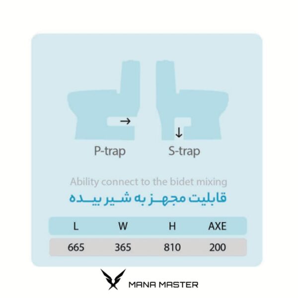 توالت فرنگی طوسی ماناسنیتری مدل شل یک تیکه - تصویر 2