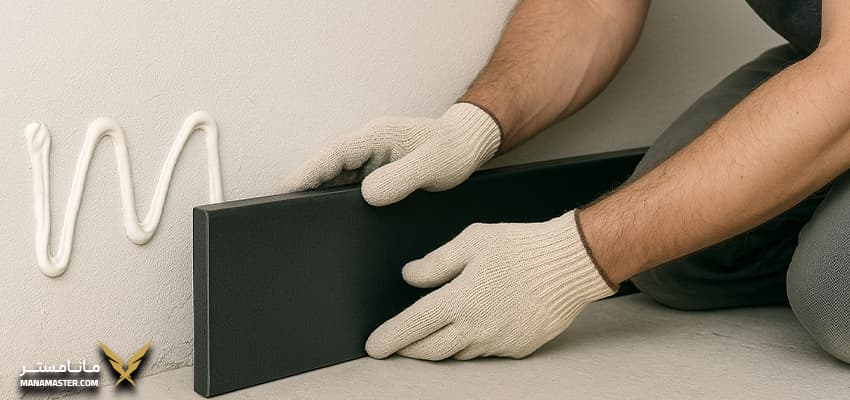 نصب قرنیز سرامیکی روی گچ